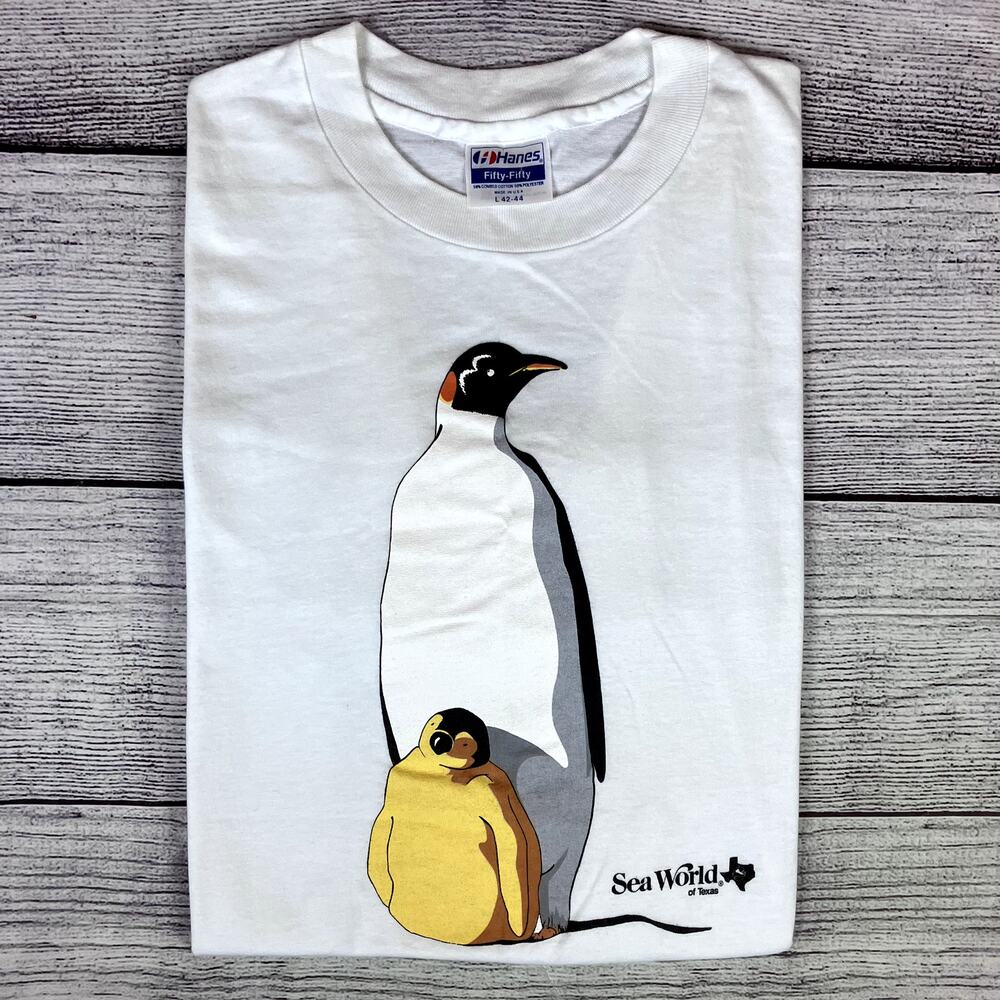 Vintage 1990s Sea World of Texas Penguin Animal / Nature T-shirt